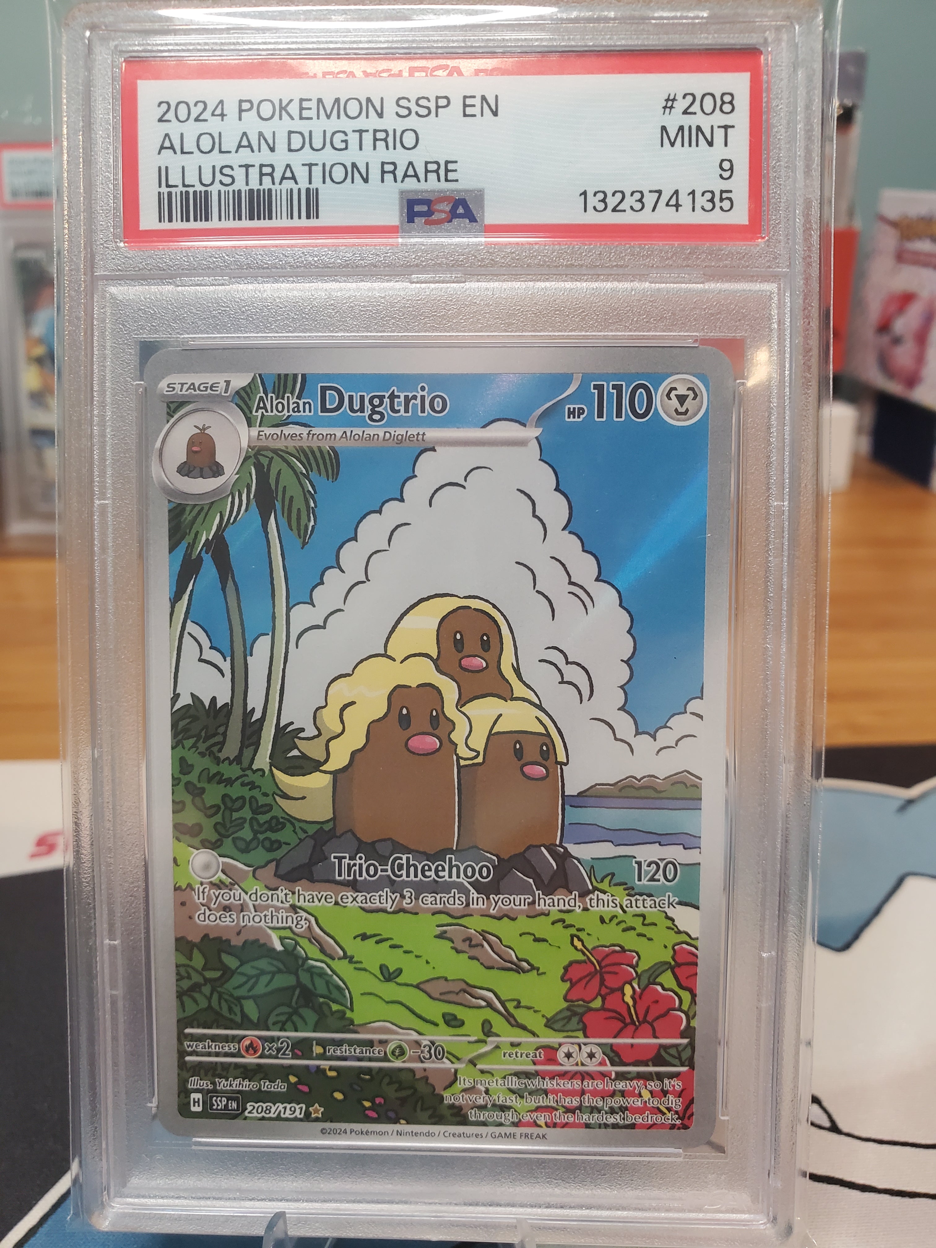 2024 Pokemon SSP EN Alolan Dugtrio #208 PSA 9